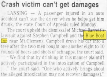 Candles (Blue Boat Inn) - Nov 1983 Lawsuit Against Blue Boat Fails
